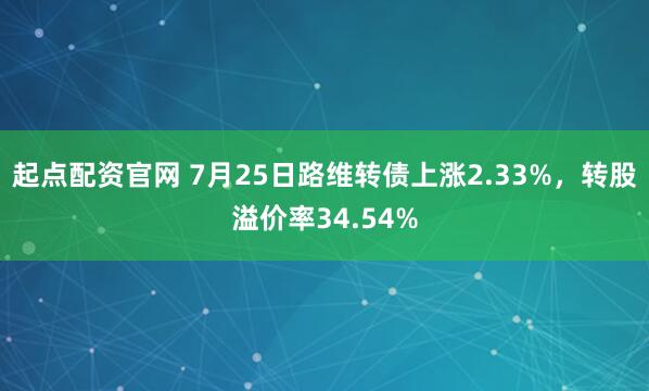 起点配资官网 7月25日路维转债上涨2.33%,转股溢价率34.54%