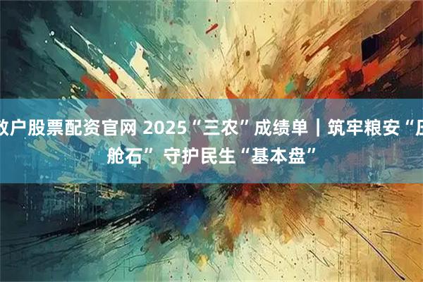 散户股票配资官网 2025“三农”成绩单｜筑牢粮安“压舱石” 守护民生“基本盘”